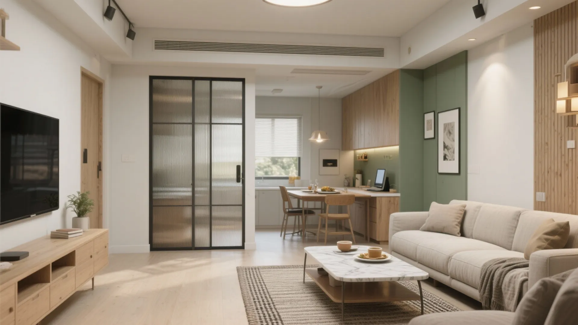 Open-plan living with smart partitions