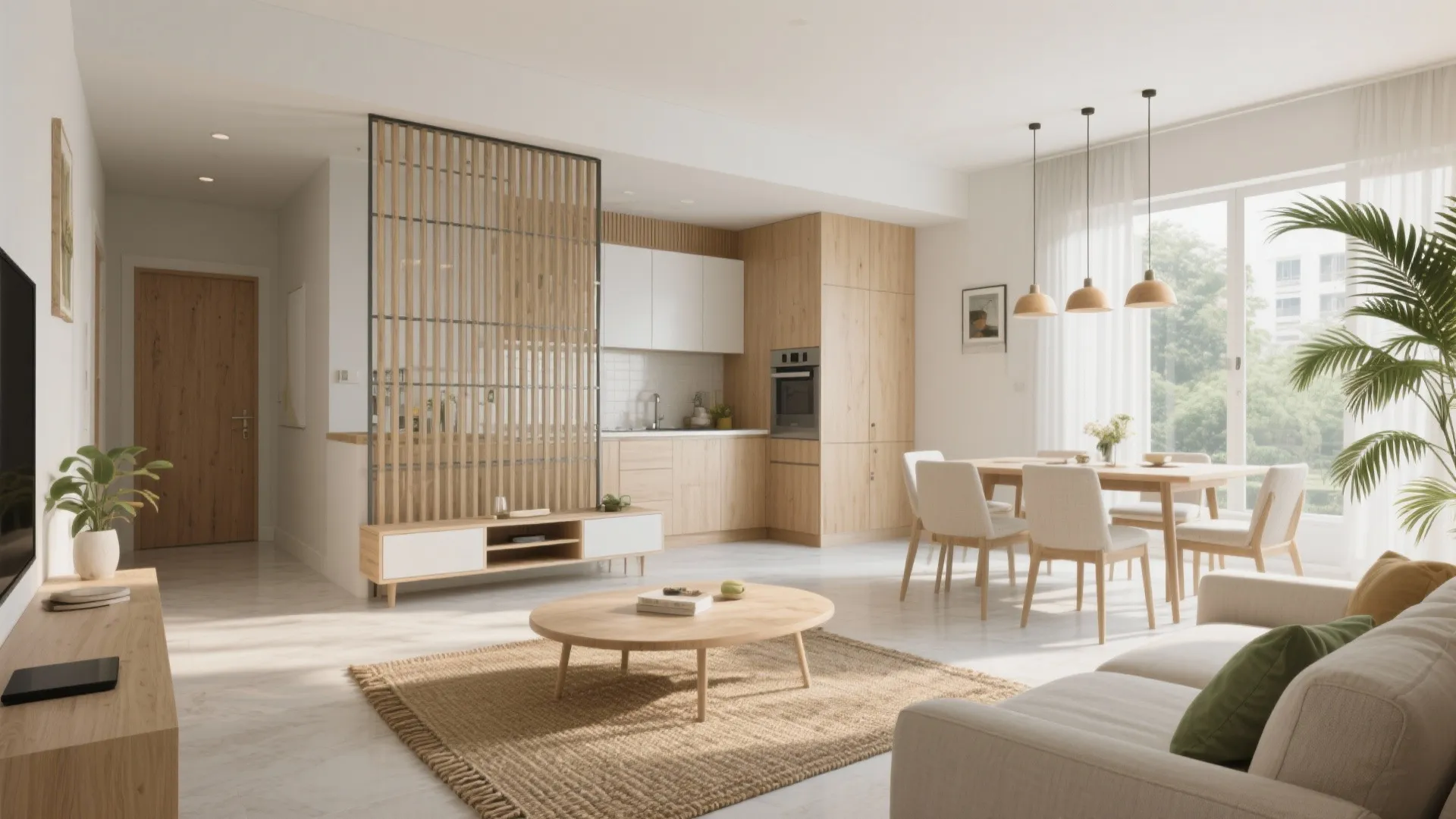 Open-plan living with soft zoning