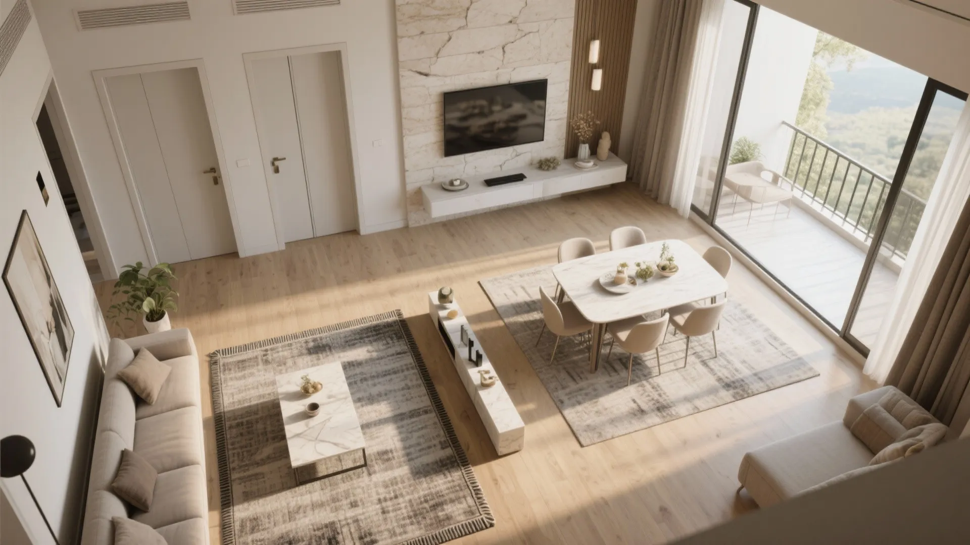 2) Open-Plan Living–Dining with Smart Zoning