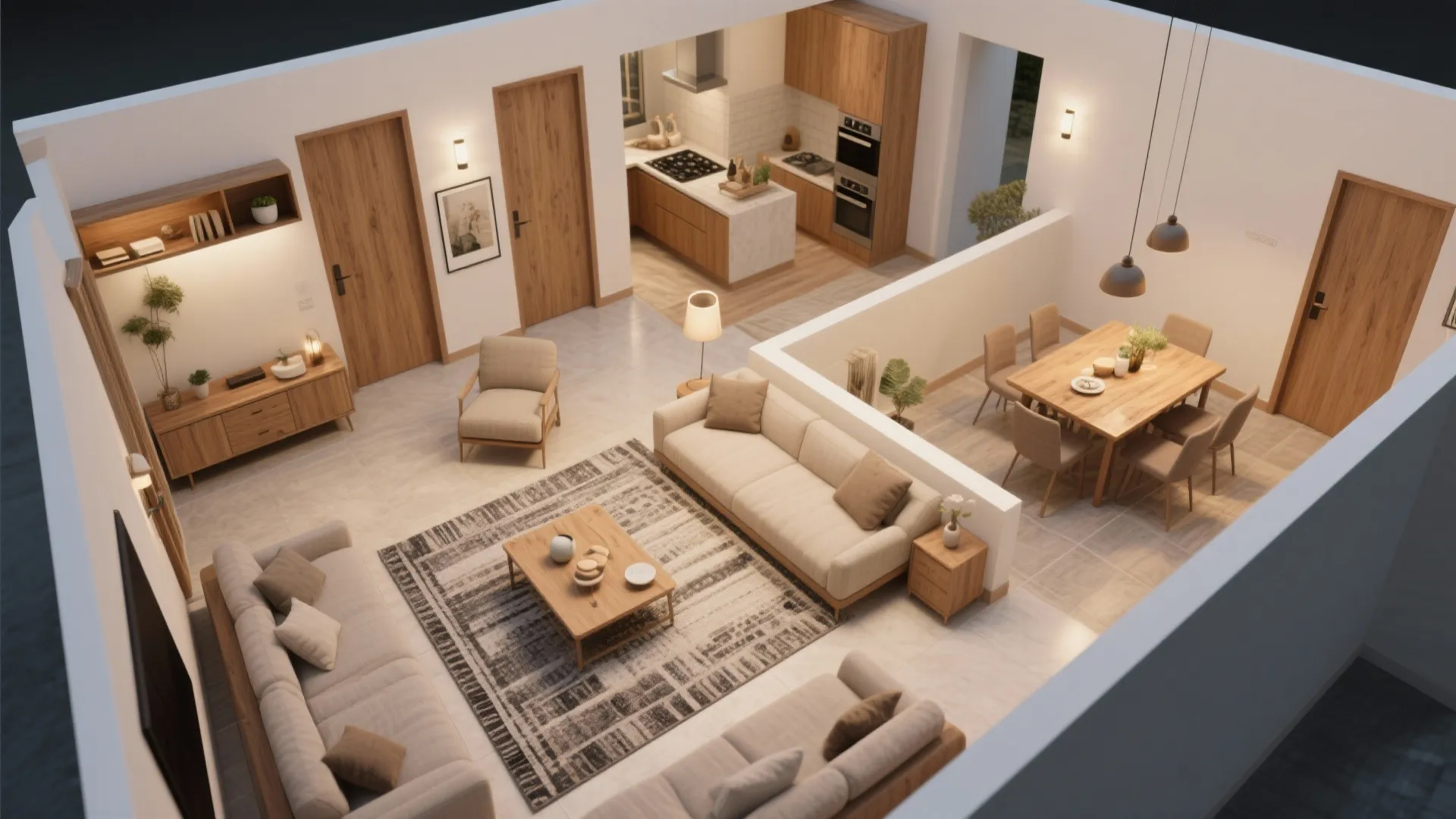 Open plan living with subtle zoning