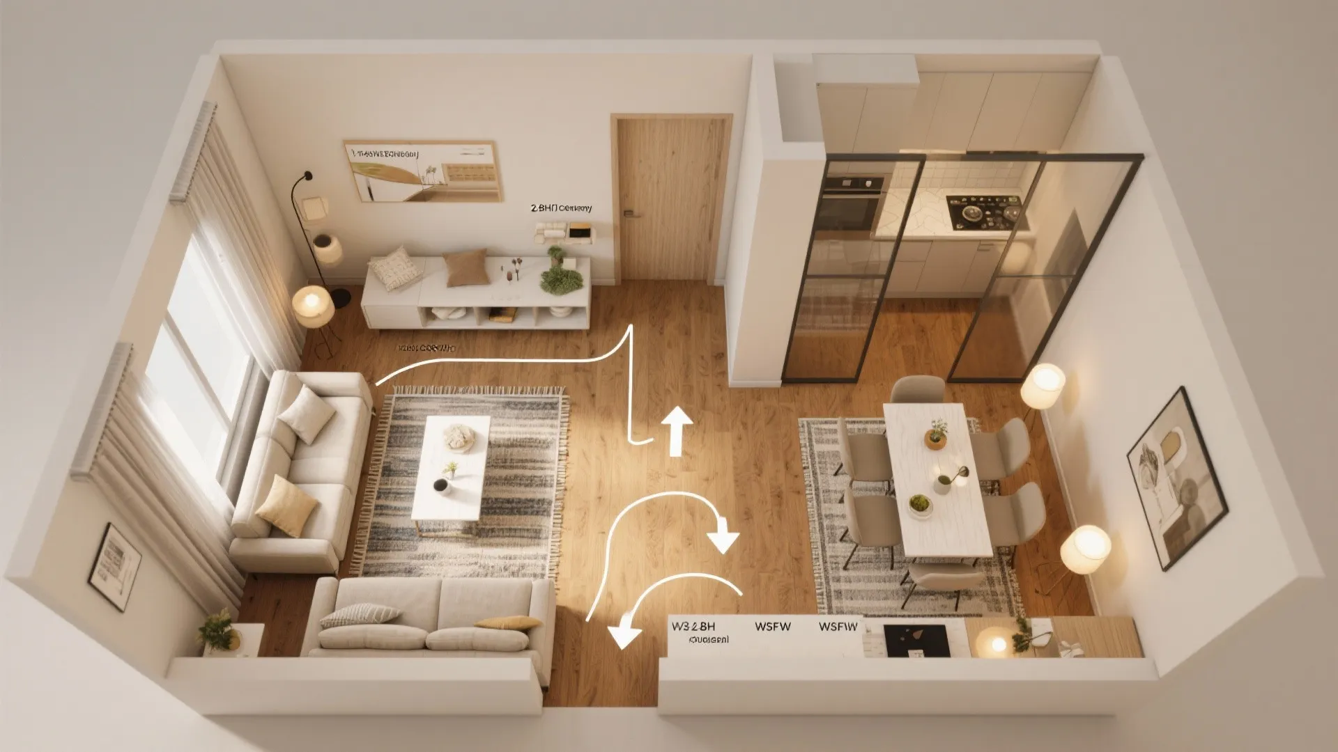 Open-plan living with zoning