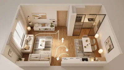 Open-Plan Living & Dining Layout with Modern Kitchen Integration