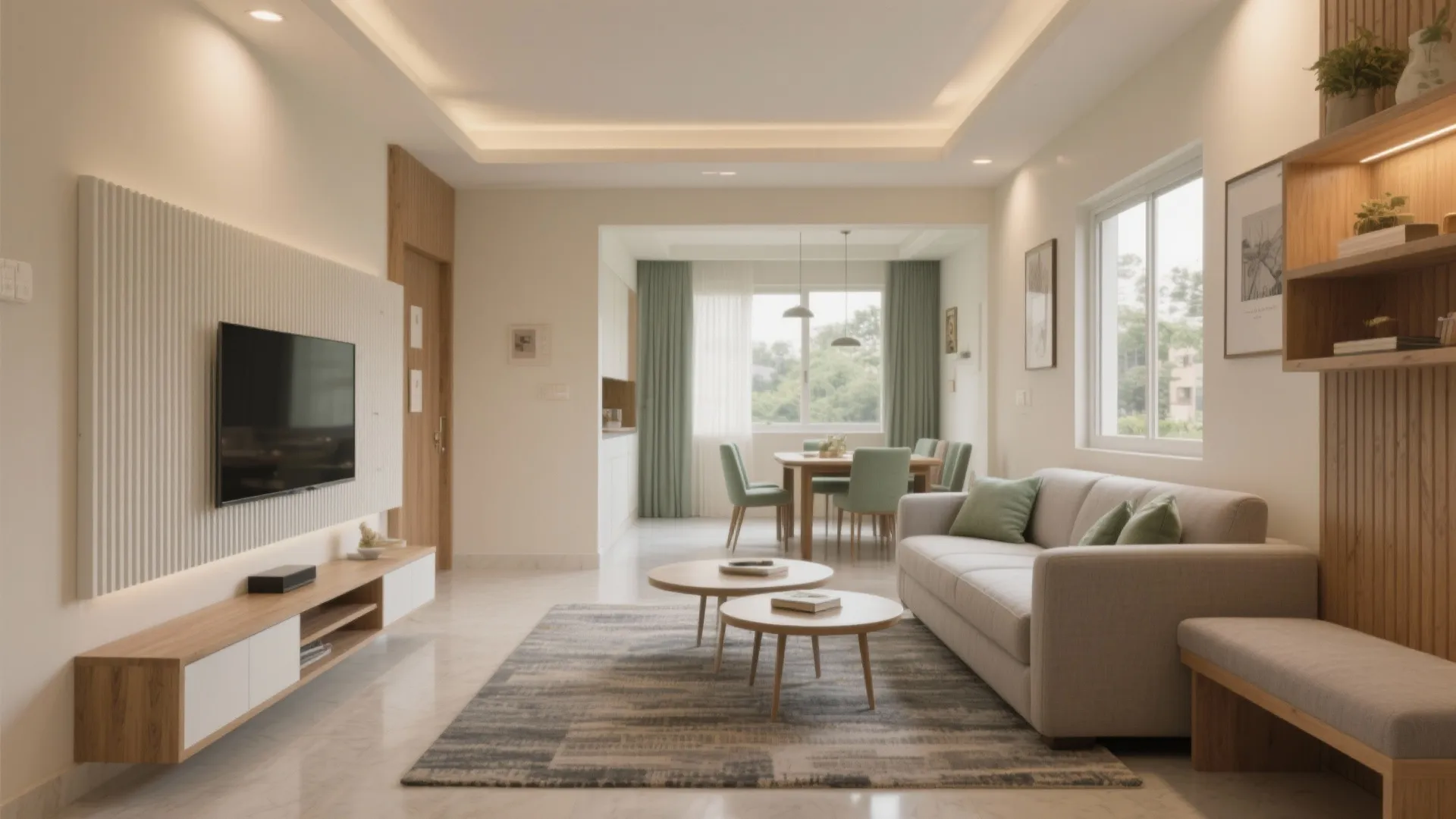 Open-plan living-dining with smart zoning