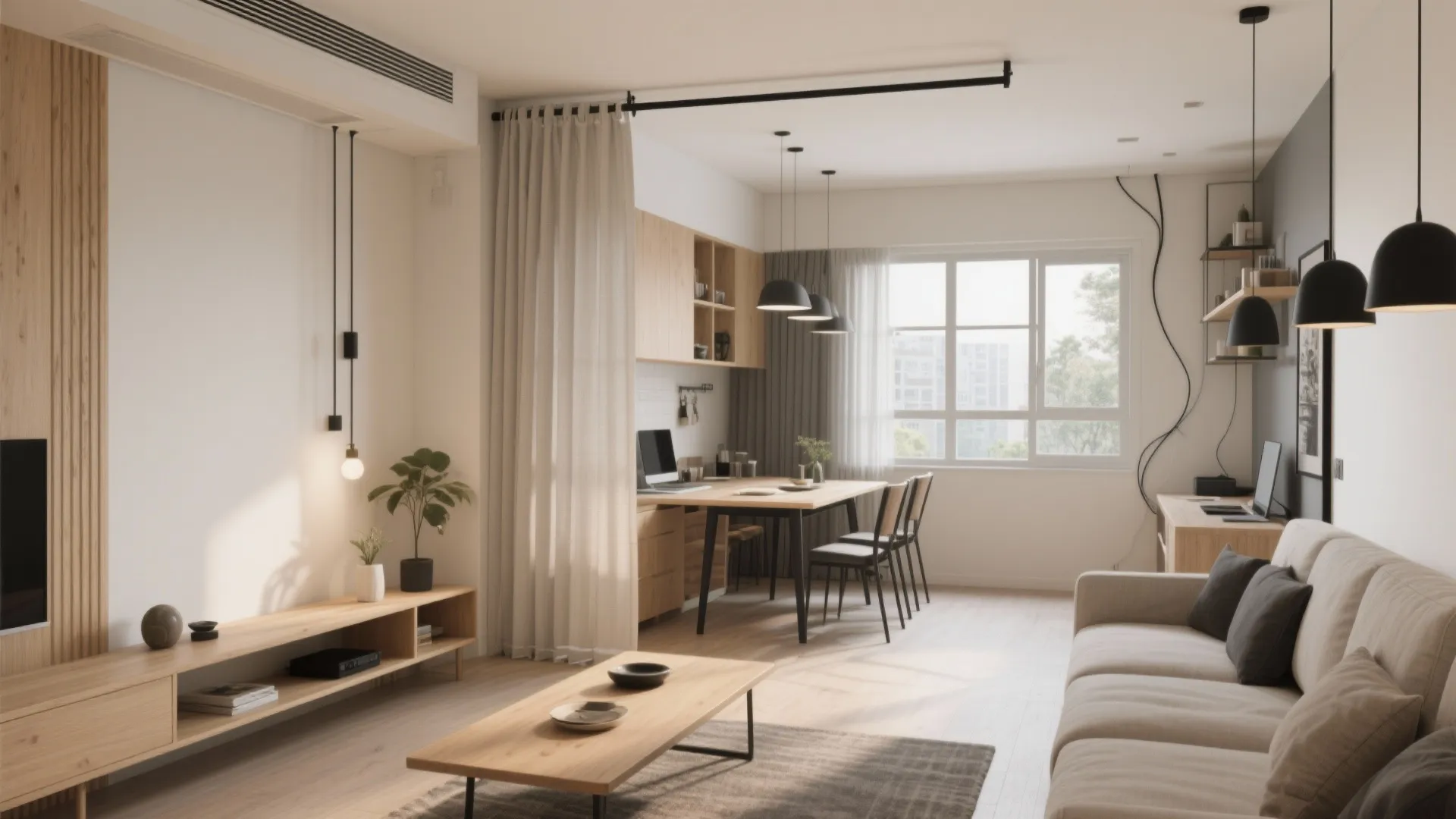 Open-Plan Living–Dining Flow in a 2 BHK