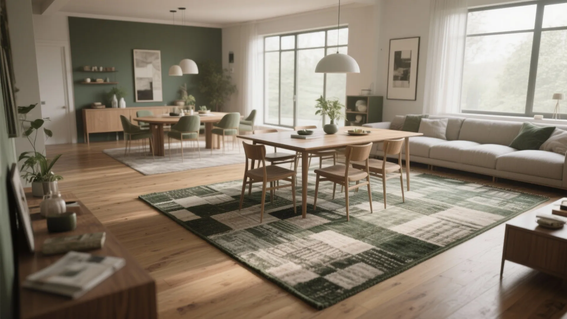 2. Rug as a zone for open-plan dining