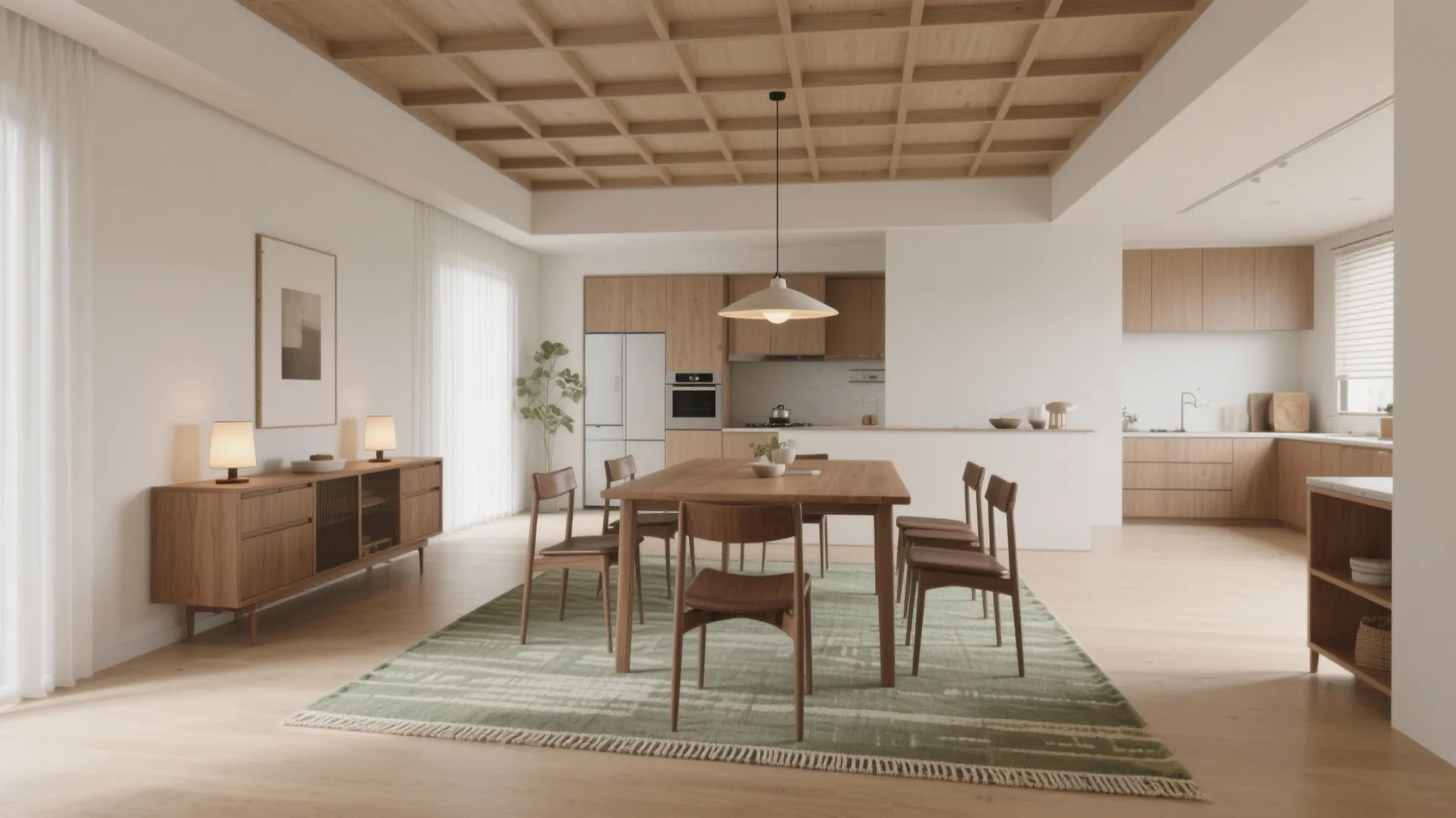 Open-Plan Zoning with Rugs and Sideboards