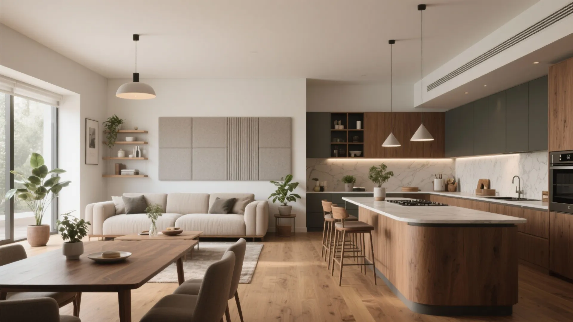 Open-plan living with zoned privacy