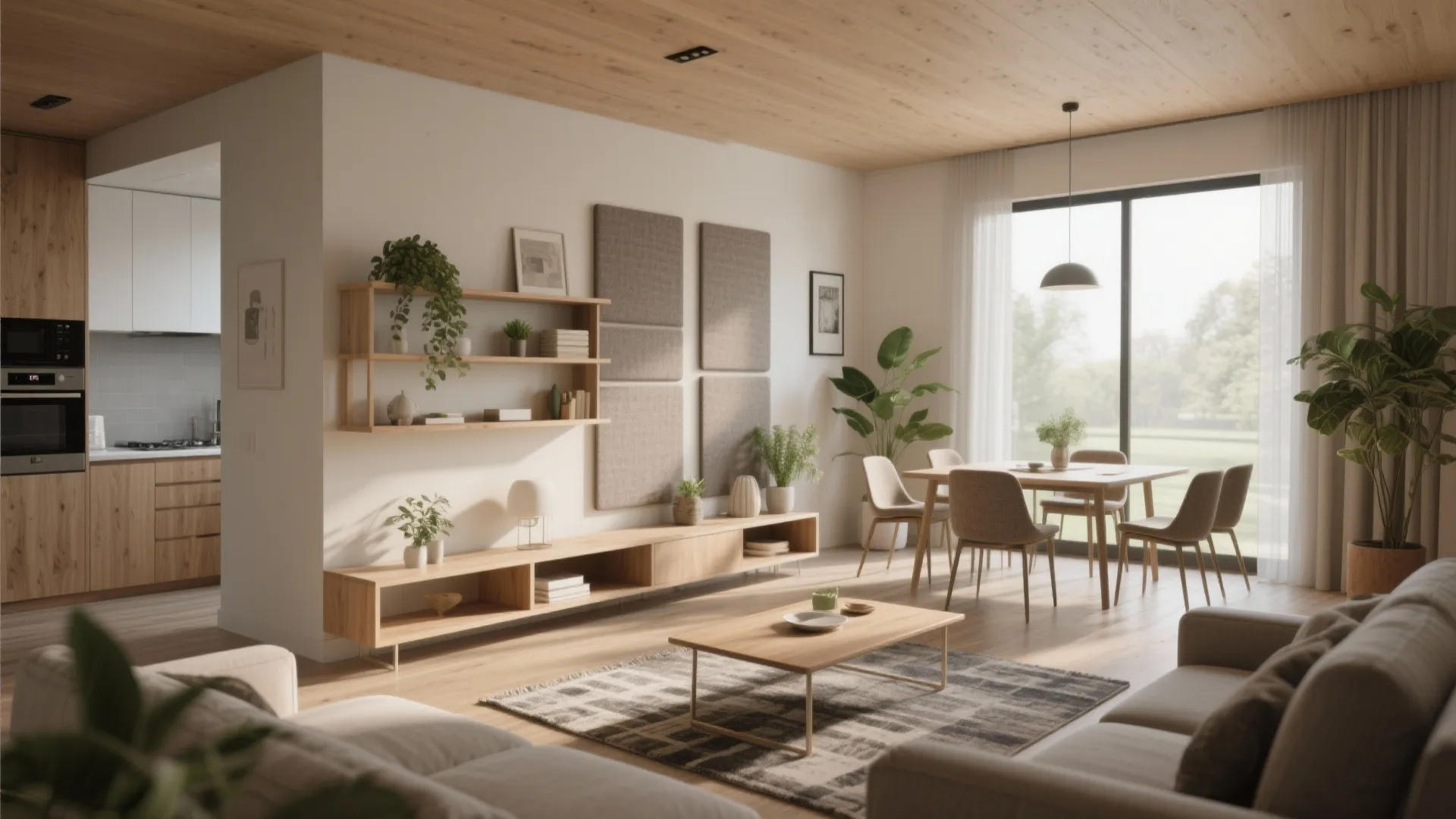 1. Open-plan living with zoned furniture