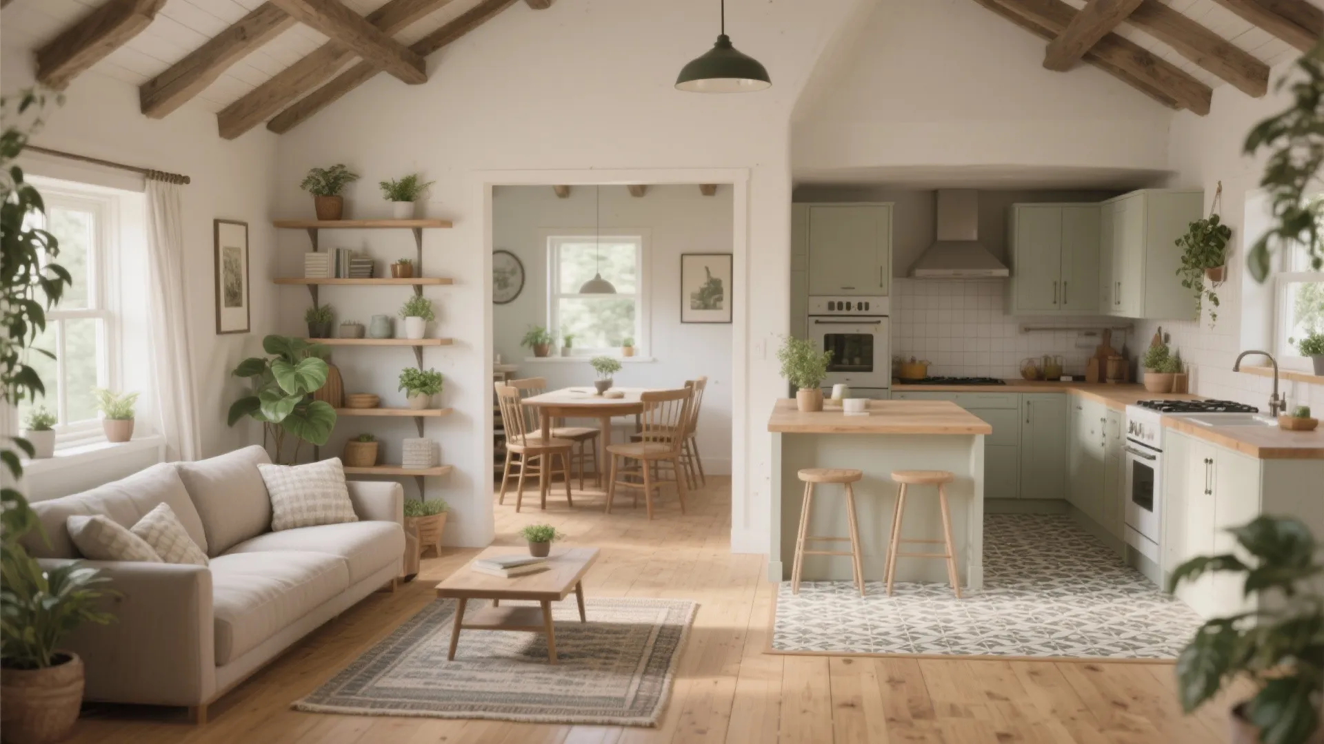 1. Open-plan living with zoned definition