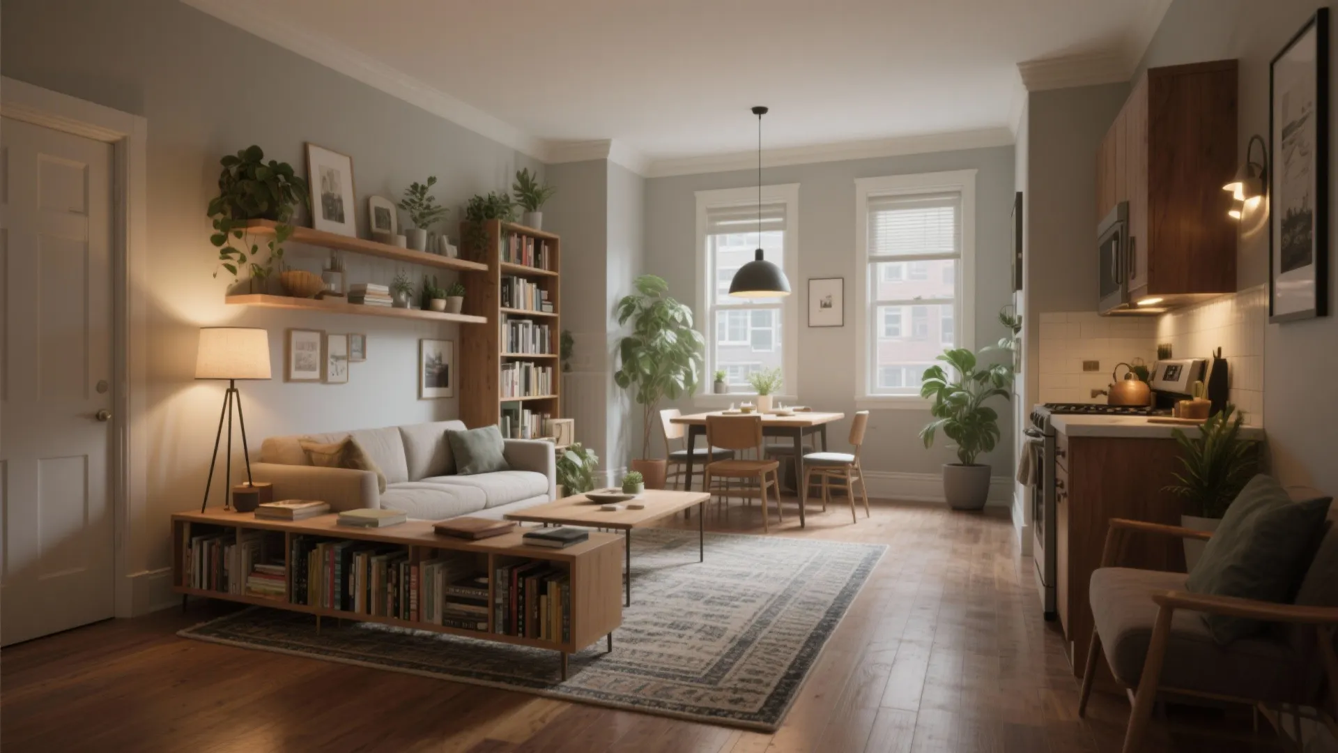 1. Open-plan living with zoned furniture