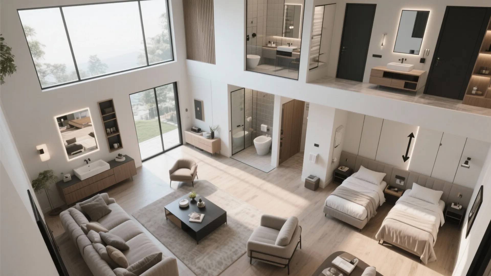 4. Open-Plan Main Living with Zoned Bathrooms