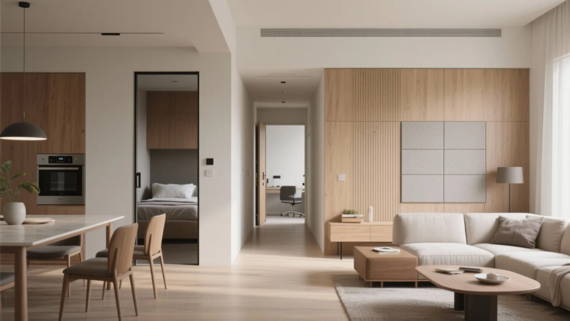 1. Open-plan living with a zoned fourth bedroom