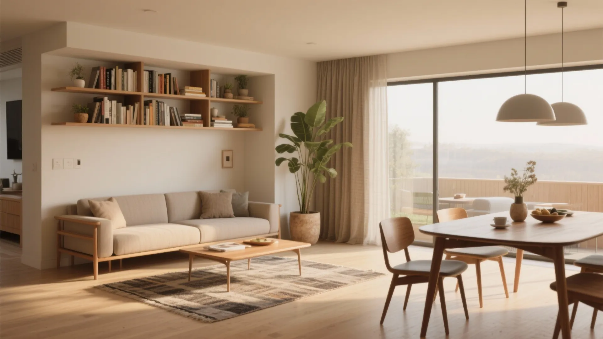 1. Open-plan living with zoned furniture