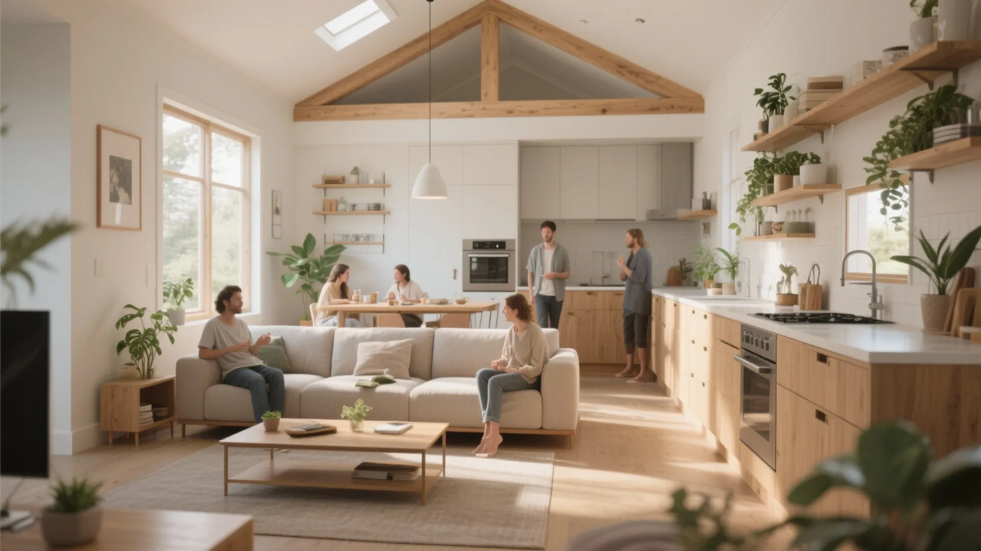 Open-plan living with zoned furniture