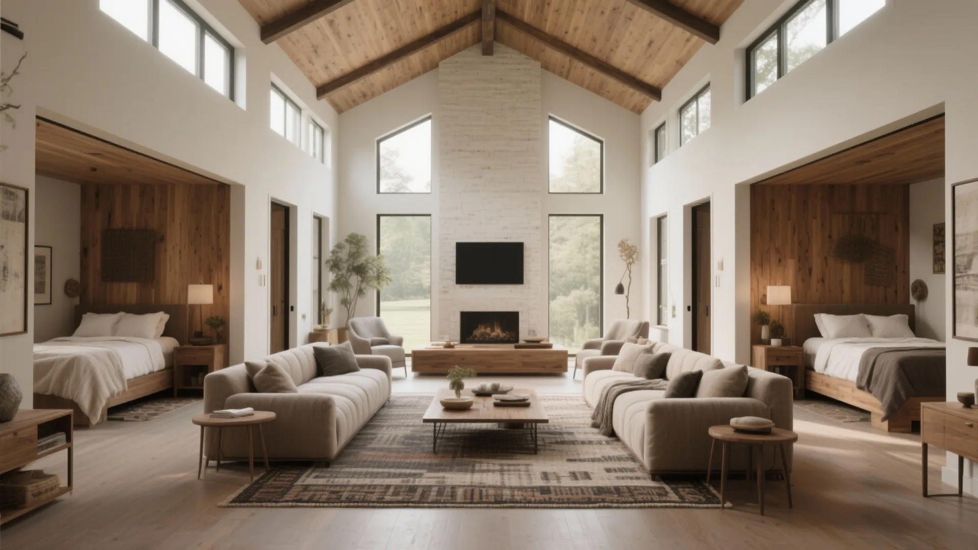 1. Open-plan great room with zoned sleeping wings