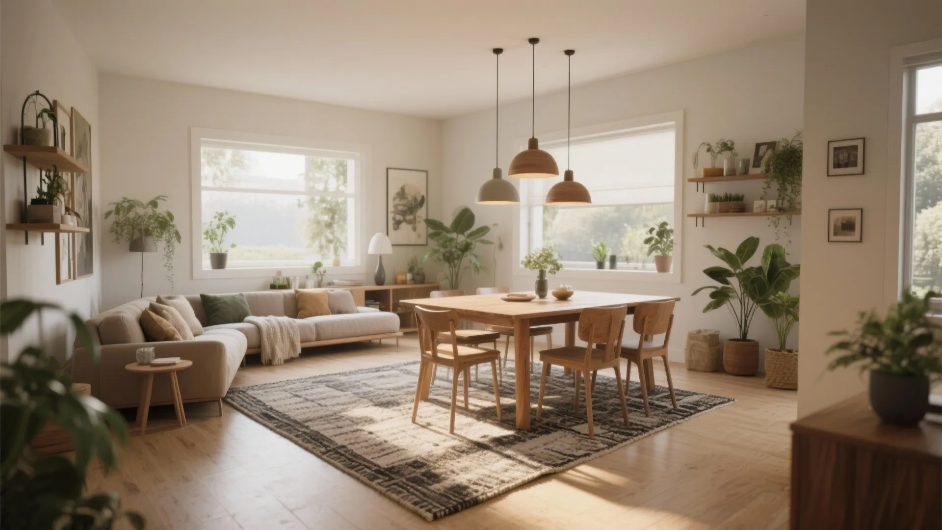 1. Open-Plan Flow with Defined Zones