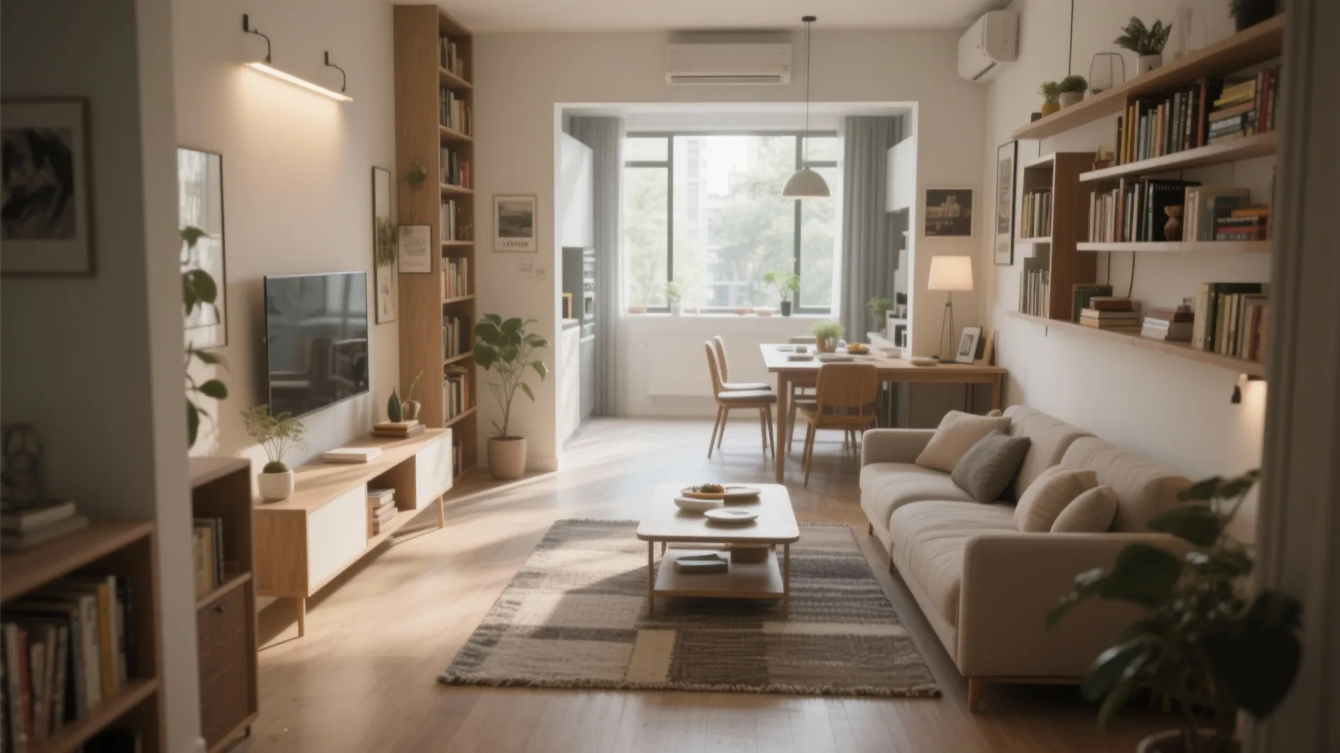 Open-plan living with multifunctional zones