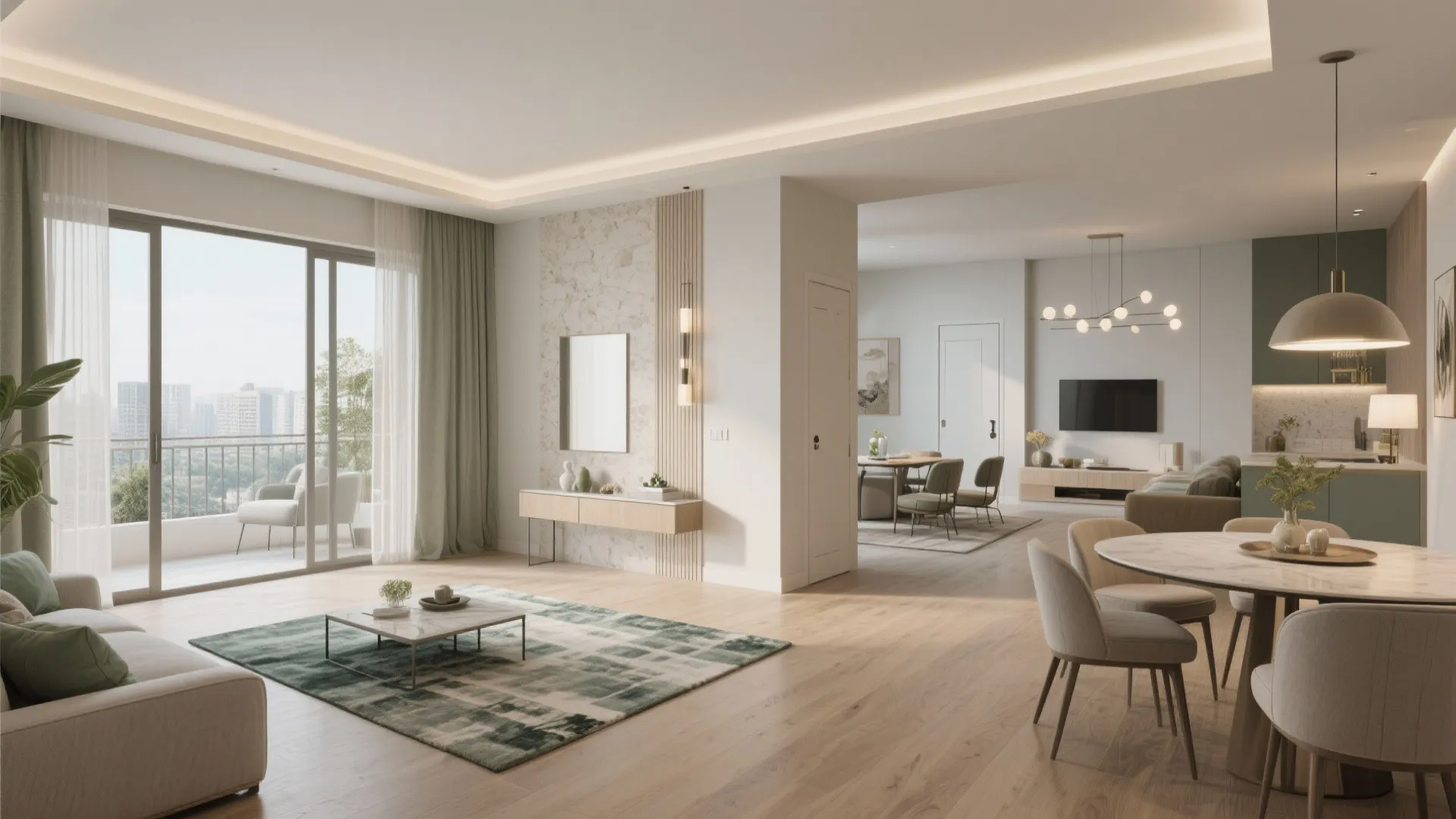 2) Open-Plan Living–Dining with Smart Zoning