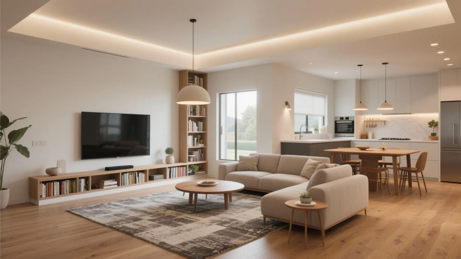 Open plan living with subtle zoning