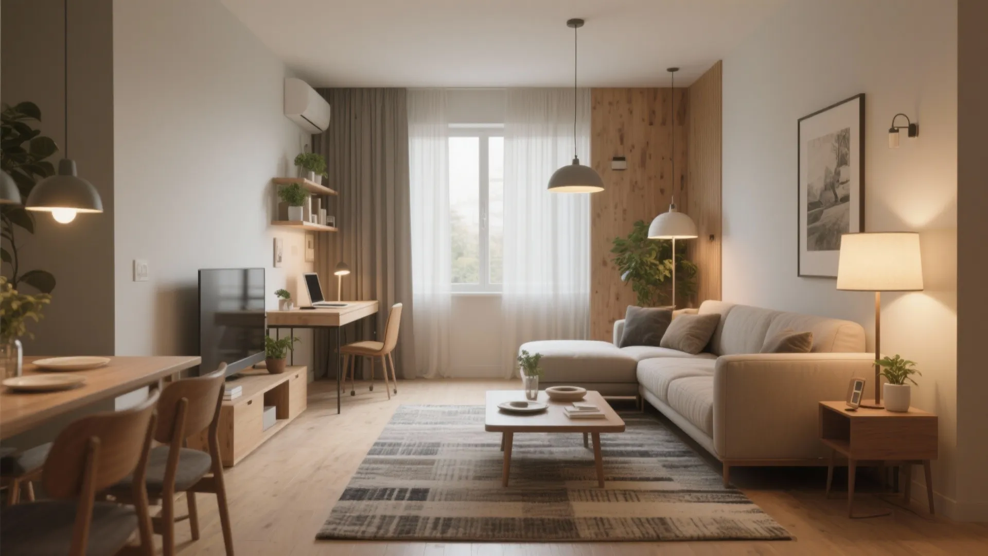 1. Open-plan living with visual zoning