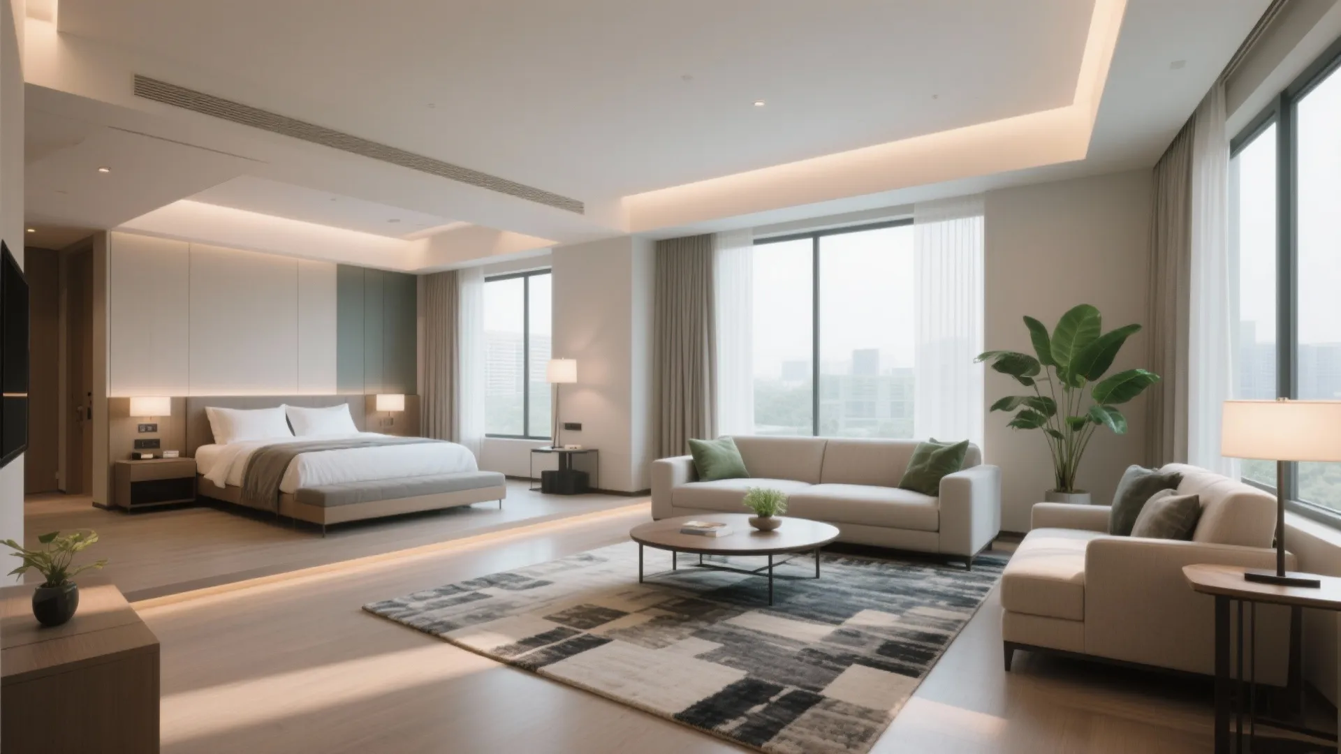 3. Open-plan living with zoning by furniture