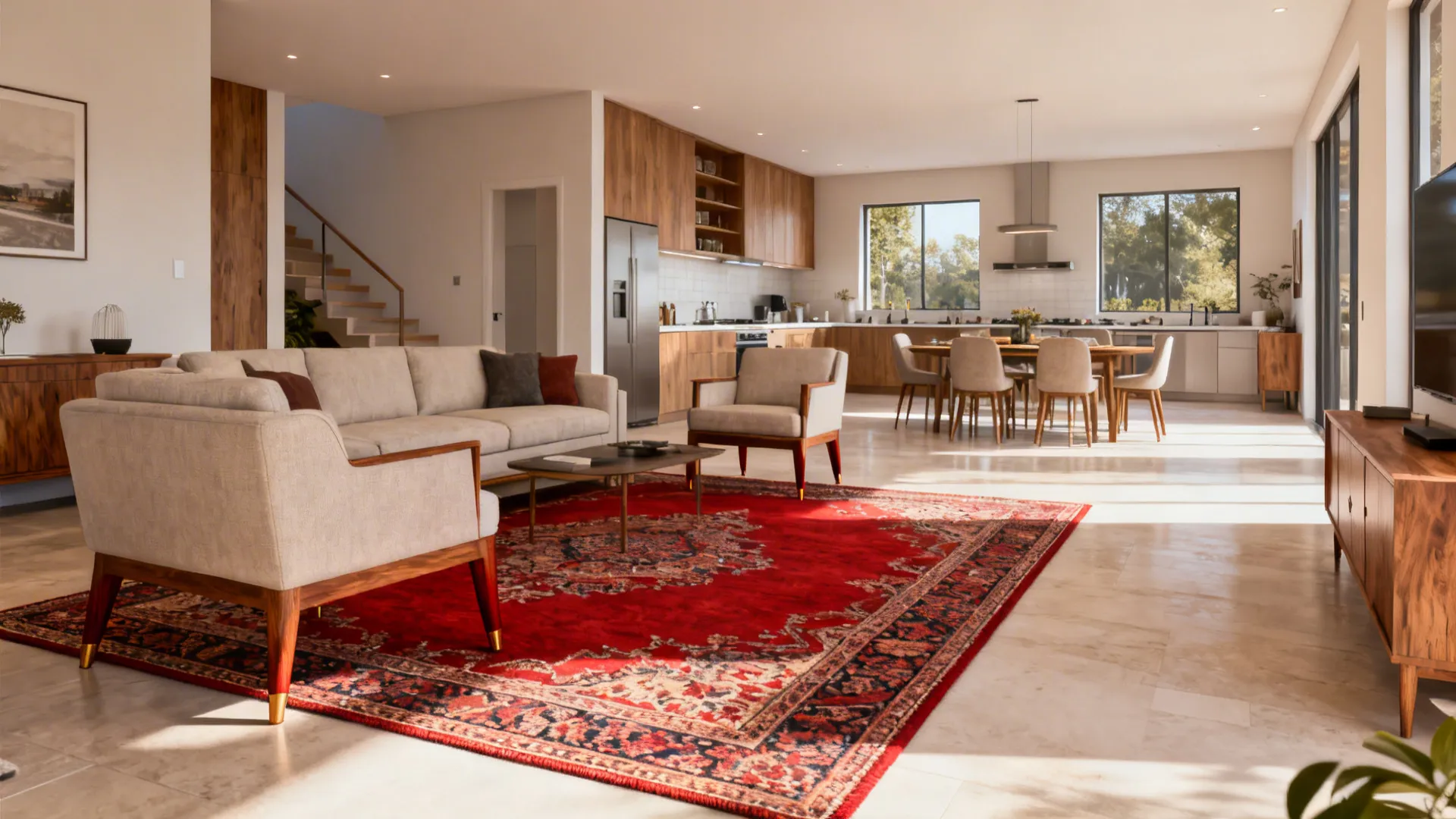 5. Let the rug define zones in open-plan living