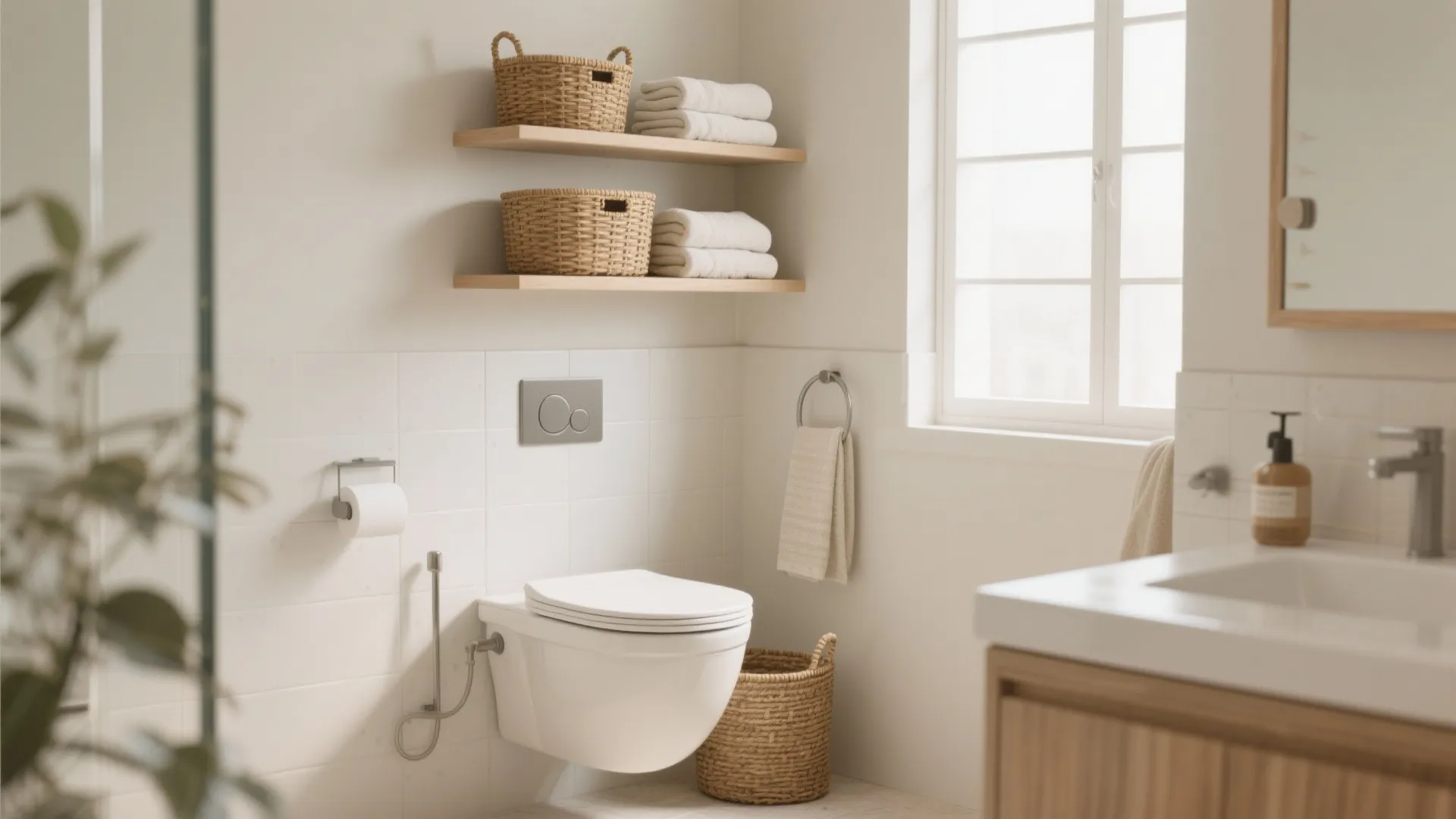 7. Open-Shelf Storage Above the Toilet