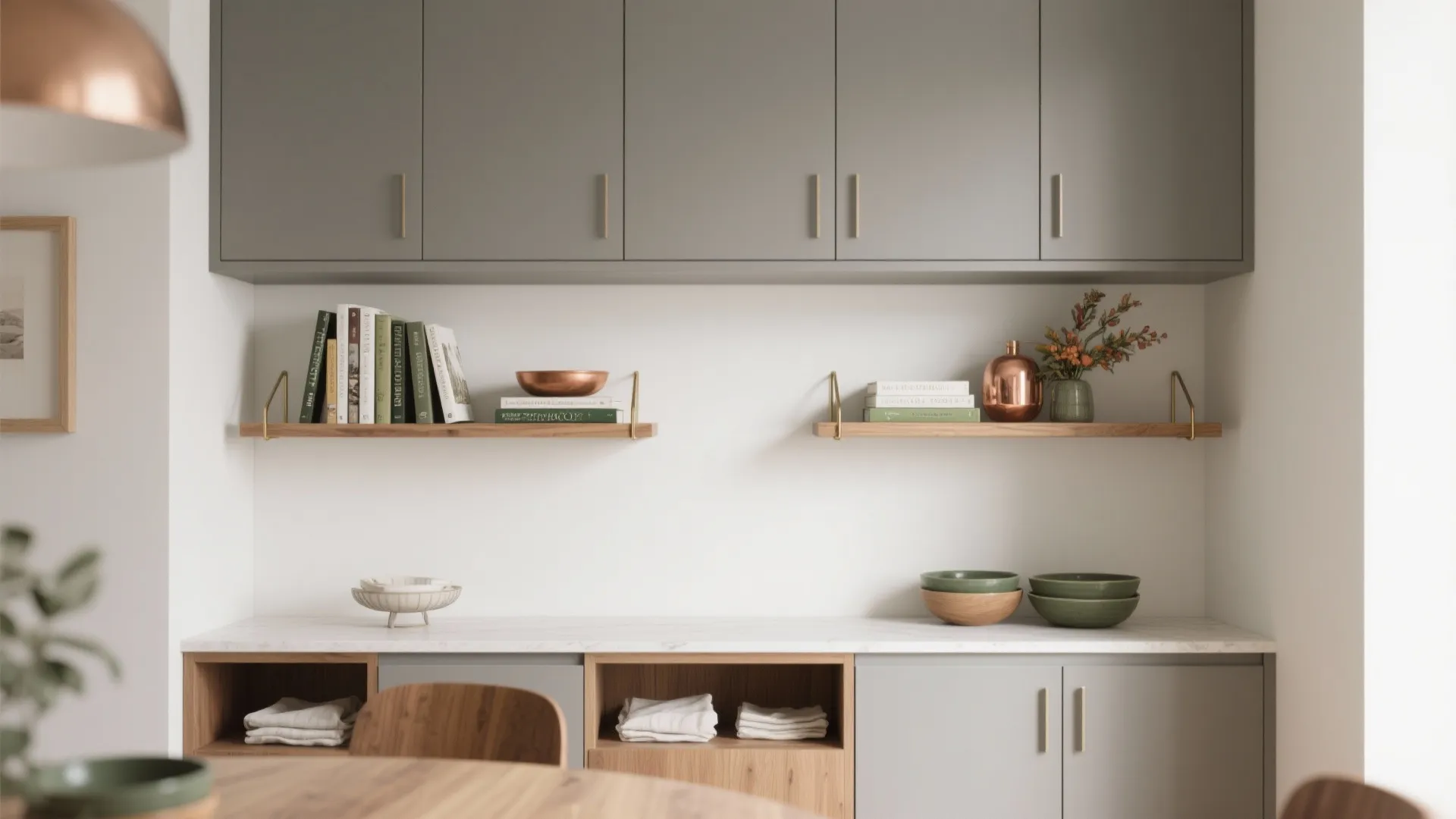 Mixed open shelving plus closed storage