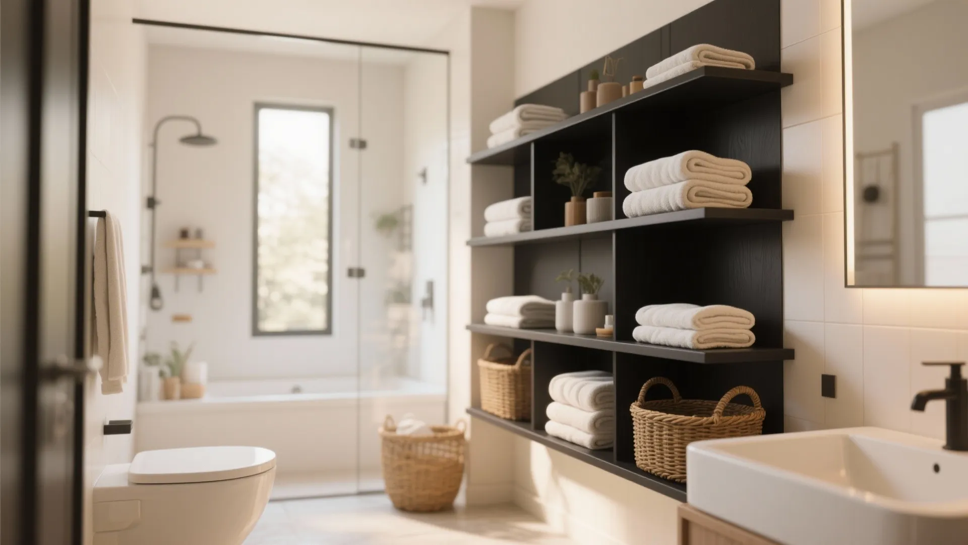 7. Open-Shelf Black Storage