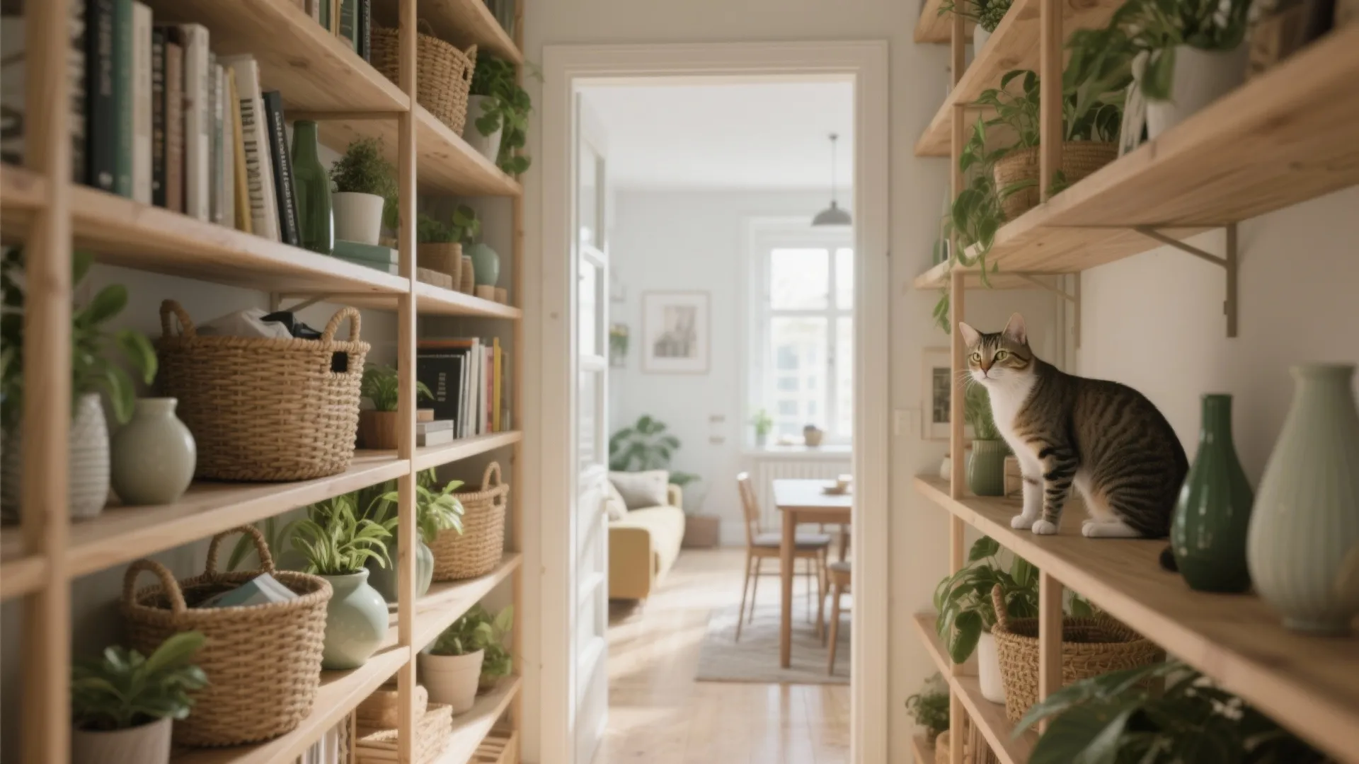 1. Open shelving as a see-through bookcase