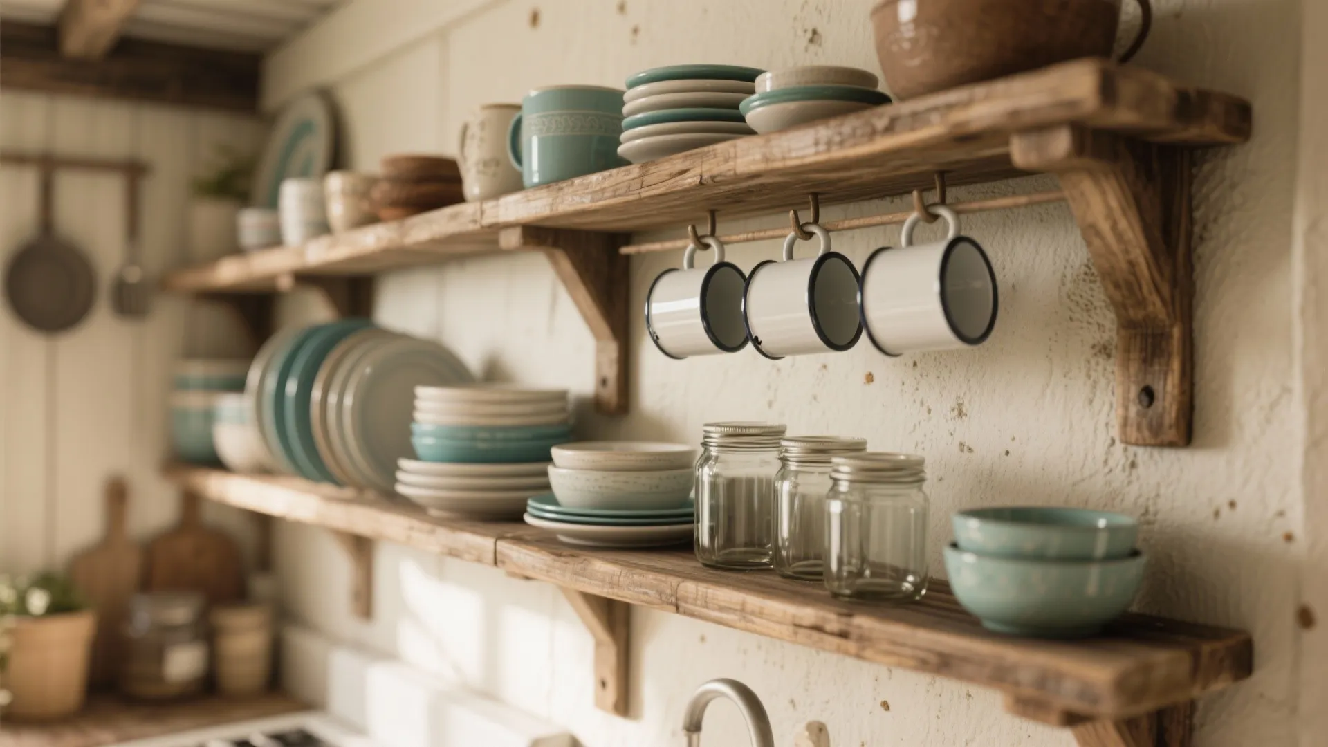 1. Open-shelf rustic charm