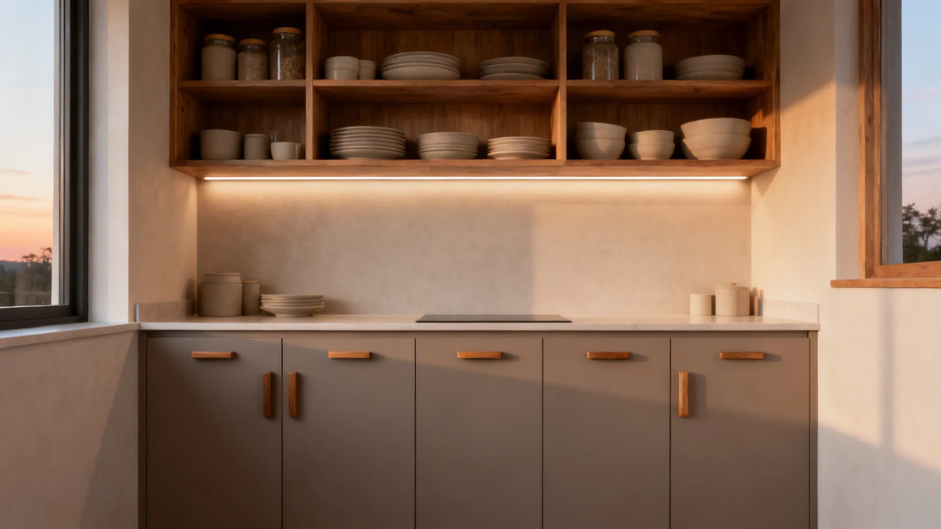 Open Shelves with Closed Base Units