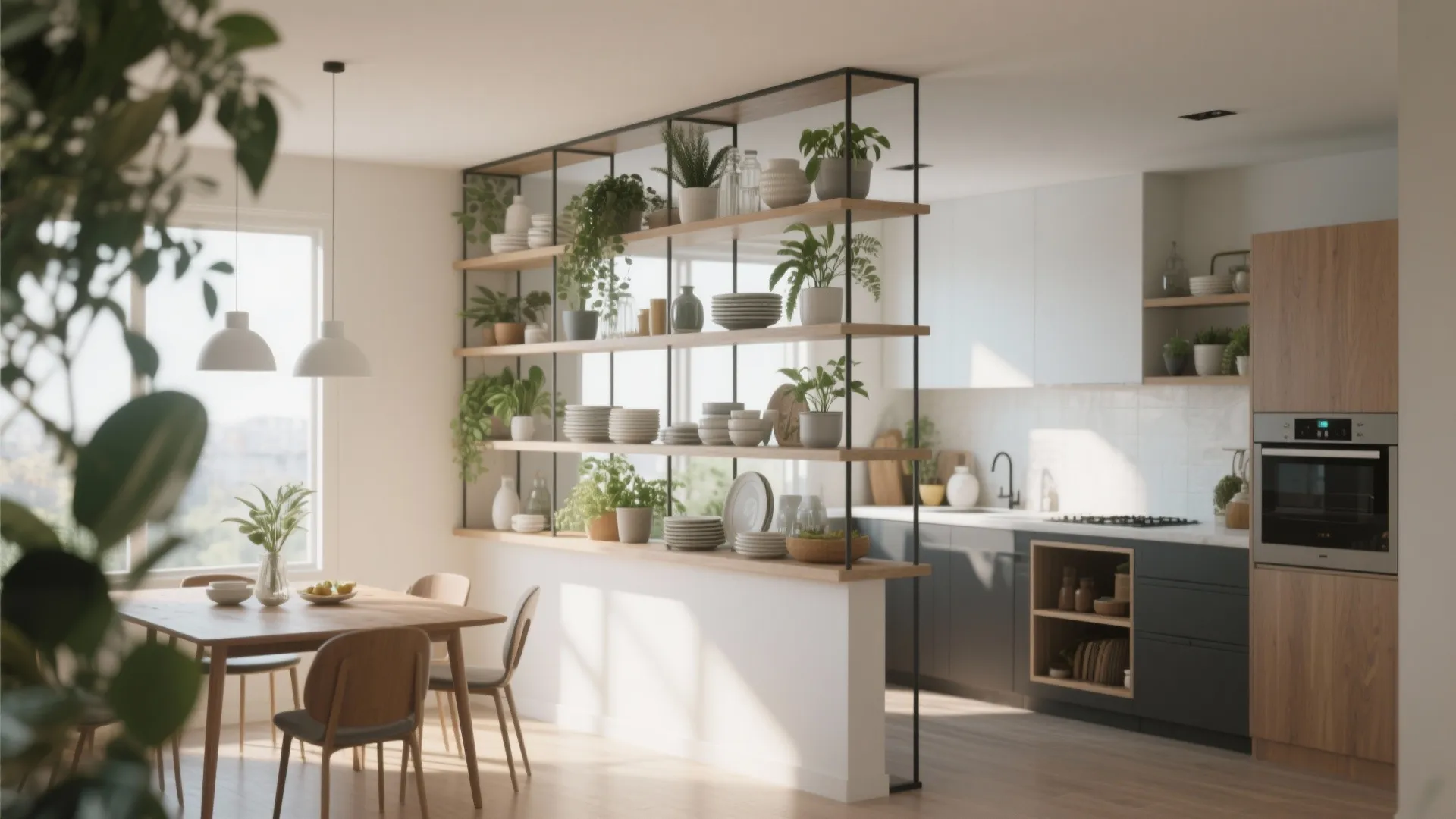 10. Open-Shelf Dividing Wall