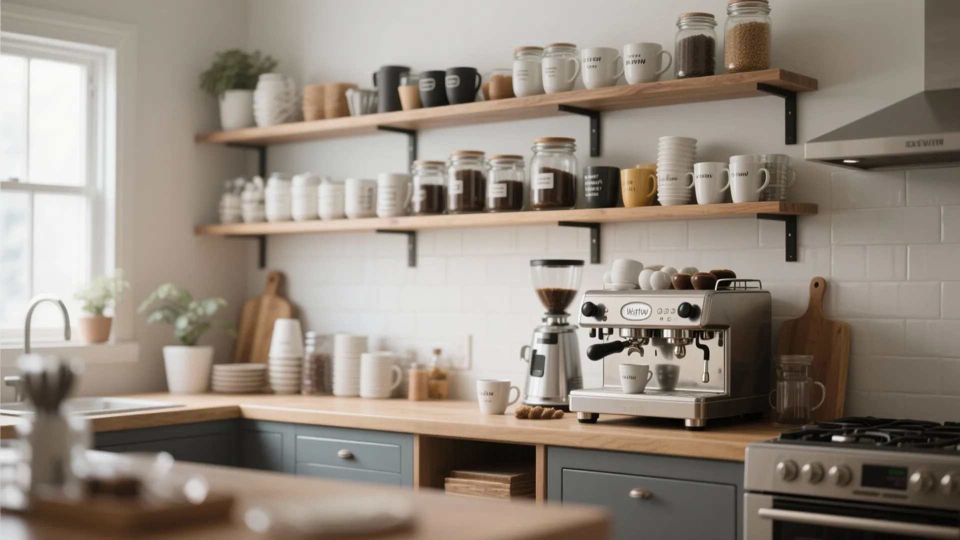 9. Open Shelf Espresso Bar
