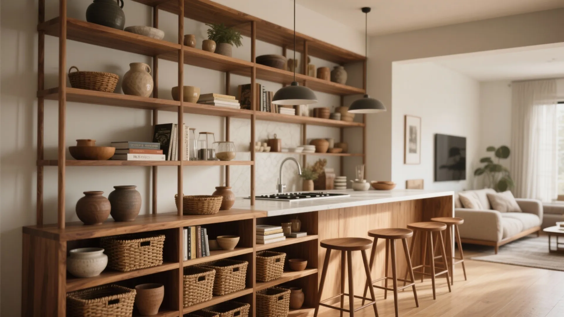 2. Open Shelving Island Divider