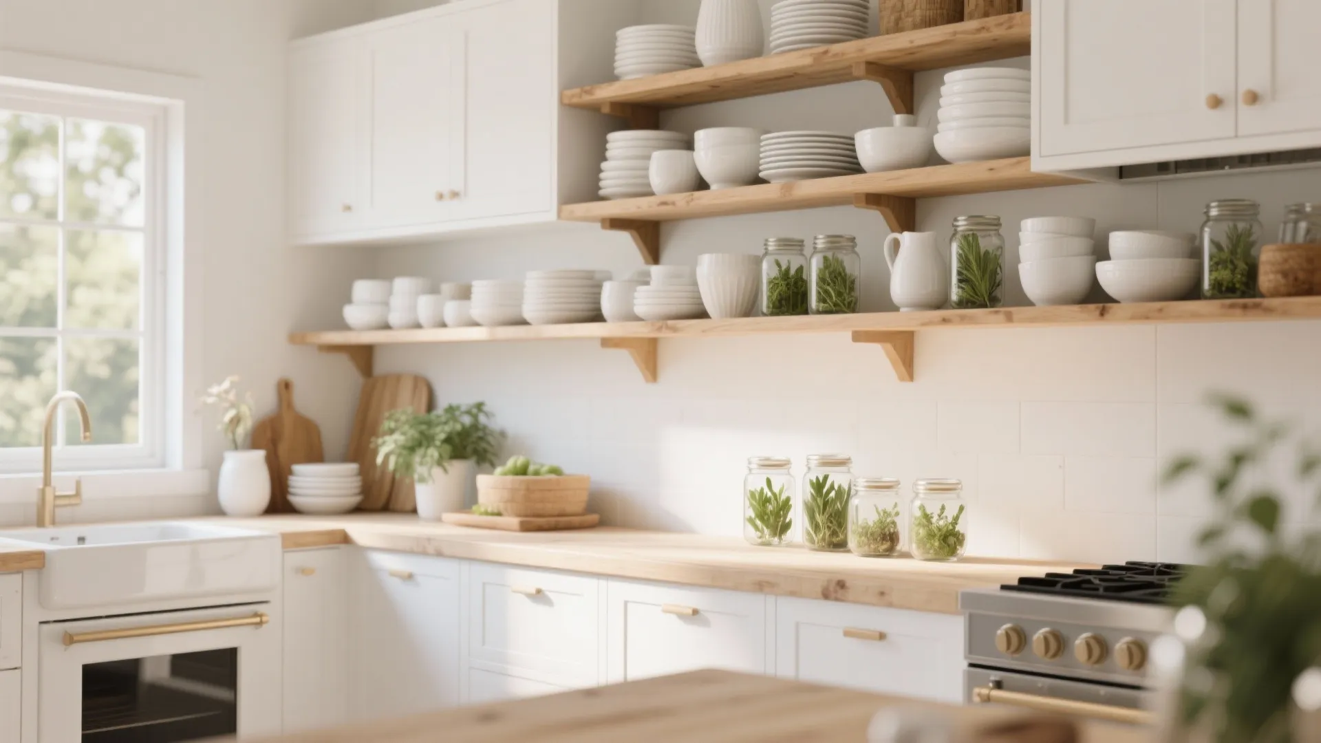 2. Open Shelving for Lightness