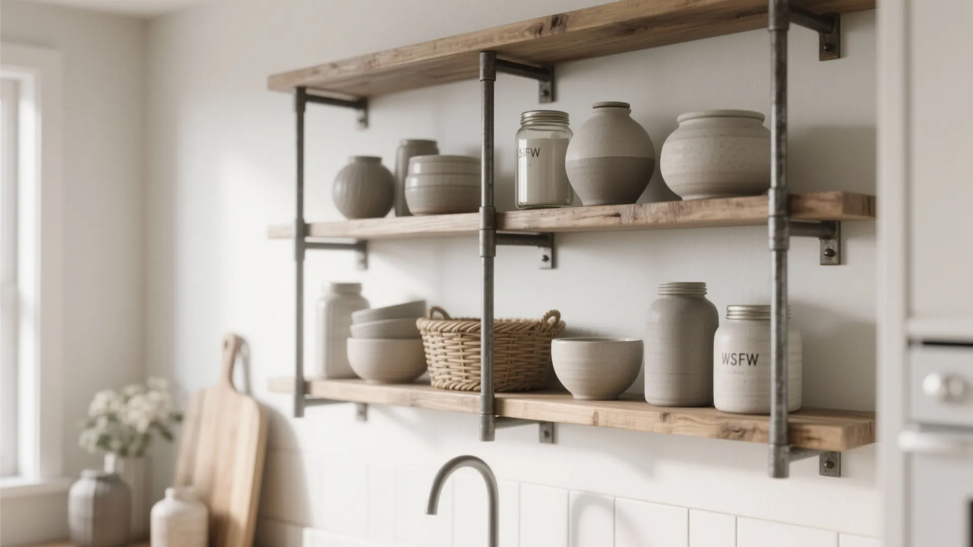 1. Minimalist Open Shelf Styling