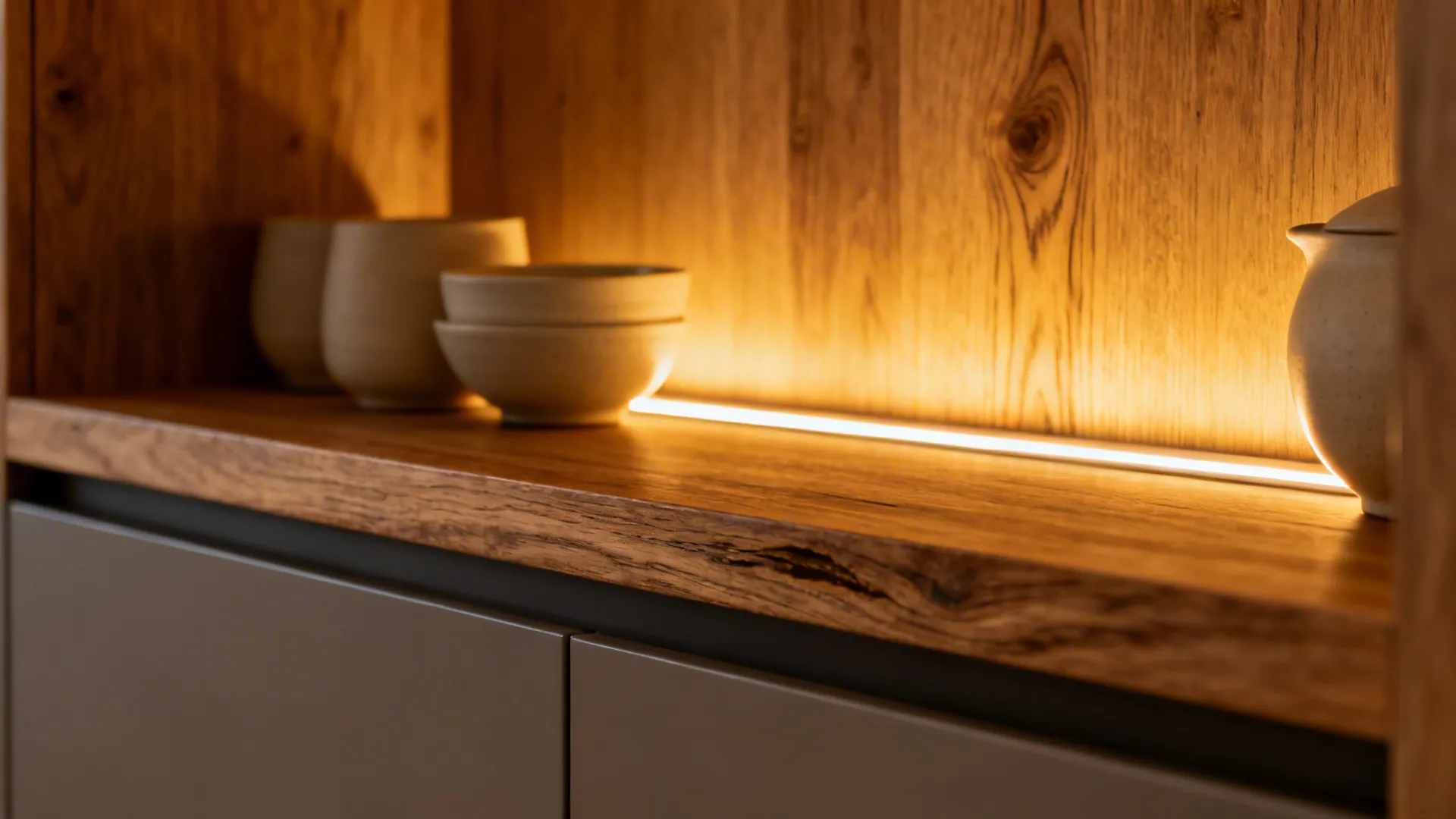 Open Shelves with Closed Base Units