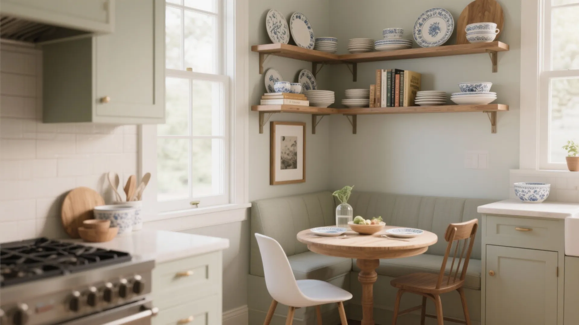 4. Open-Shelf Dining Niche