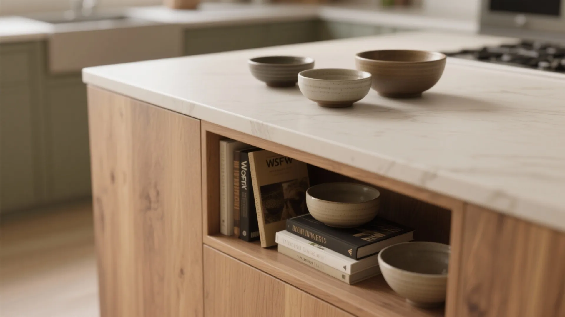 Open shelving and display nooks