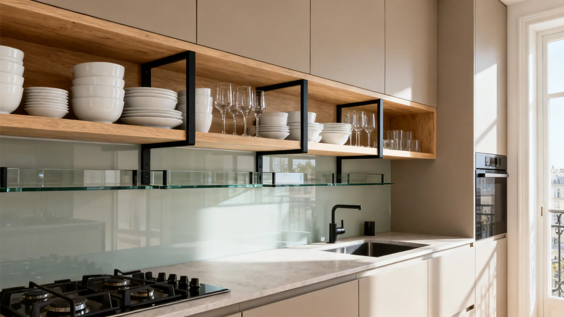 Open Shelving with Mixed Materials