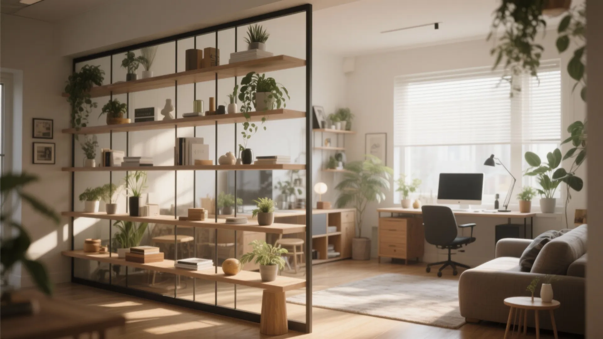 6. Partition with Open Shelving