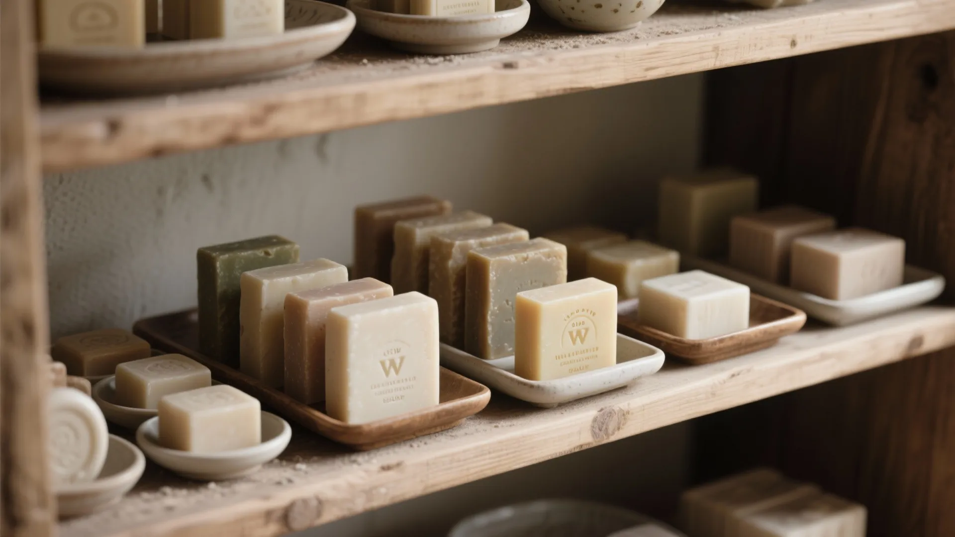 1. Turn soaps into miniature art on open shelving