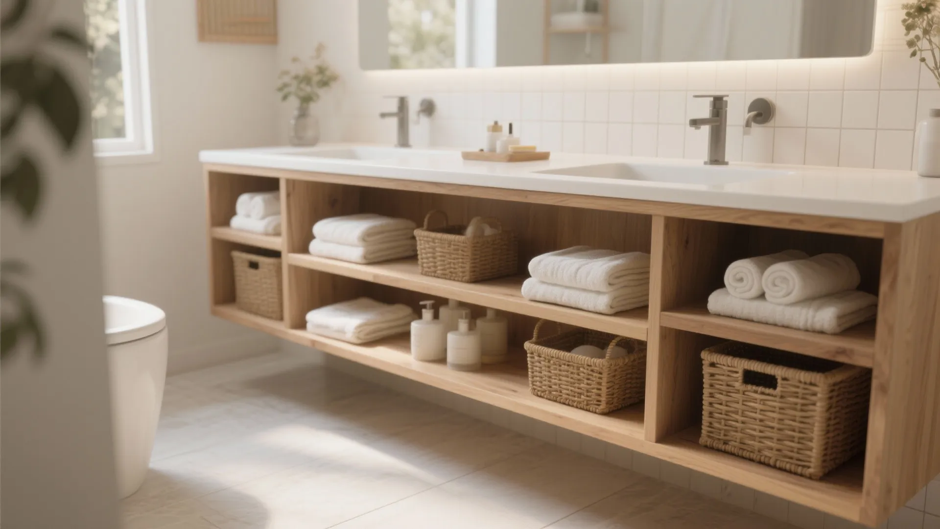 Vanity with Open Shelving