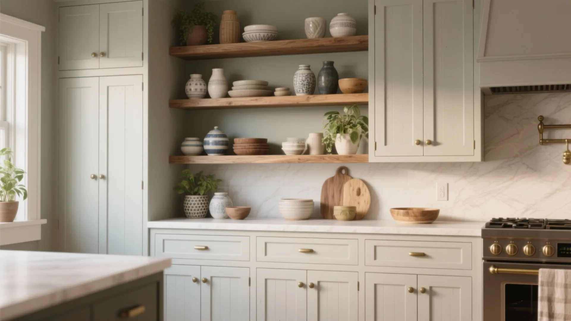 1. Open Shelving Paired with Closed Cabinets