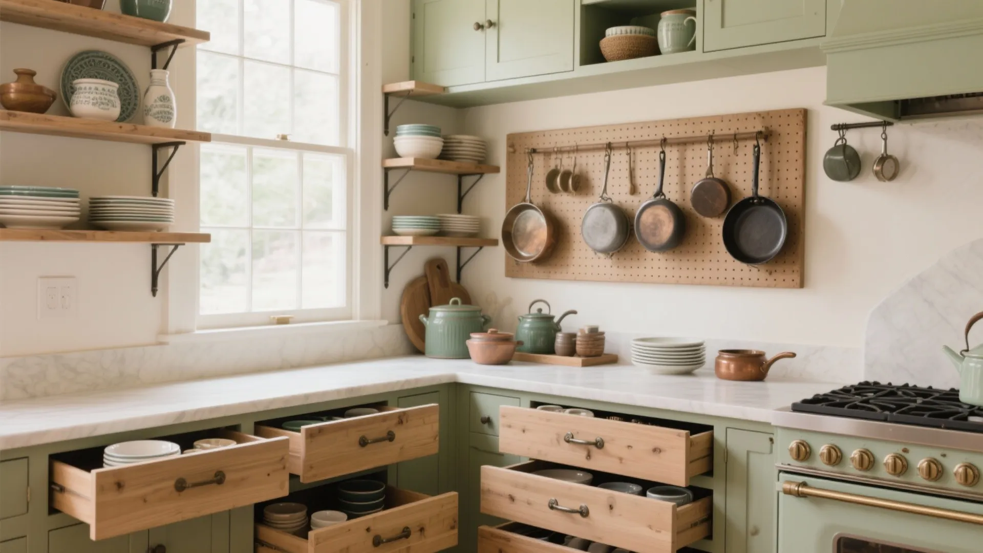 3. Open shelving and clever storage beats clutter