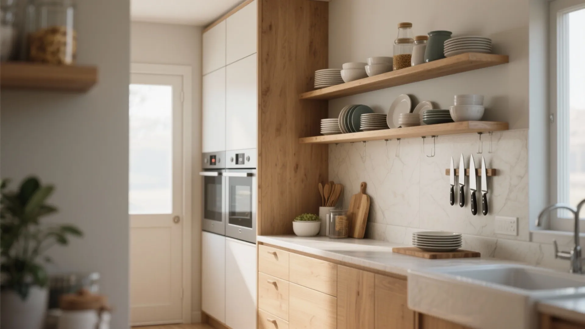 3. Open shelving and vertical storage