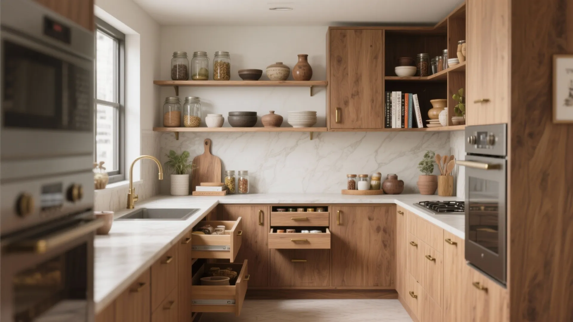 1. Mix Open Shelving with Closed Storage