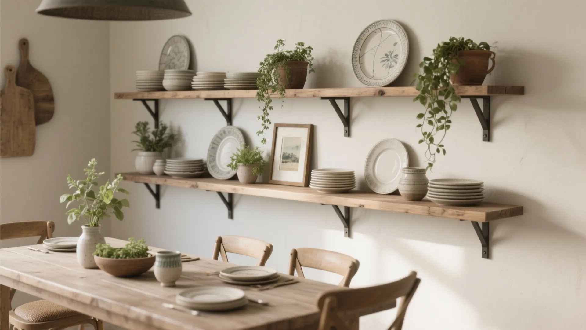3. Open Shelving with Greenery