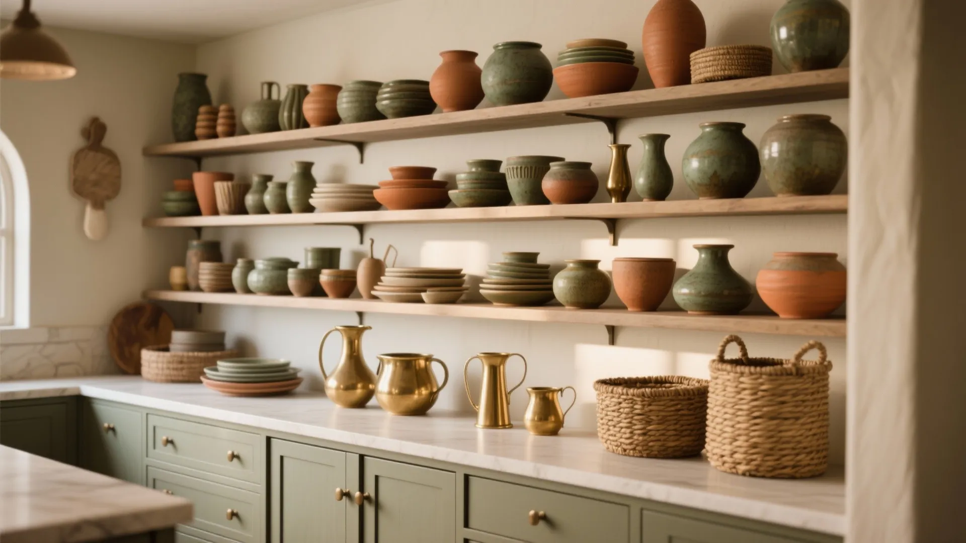 2. Curated open shelving with vintage finds